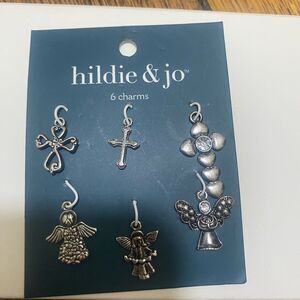 Hildie & Jo Silver Angel and Cross Charms Set NWT